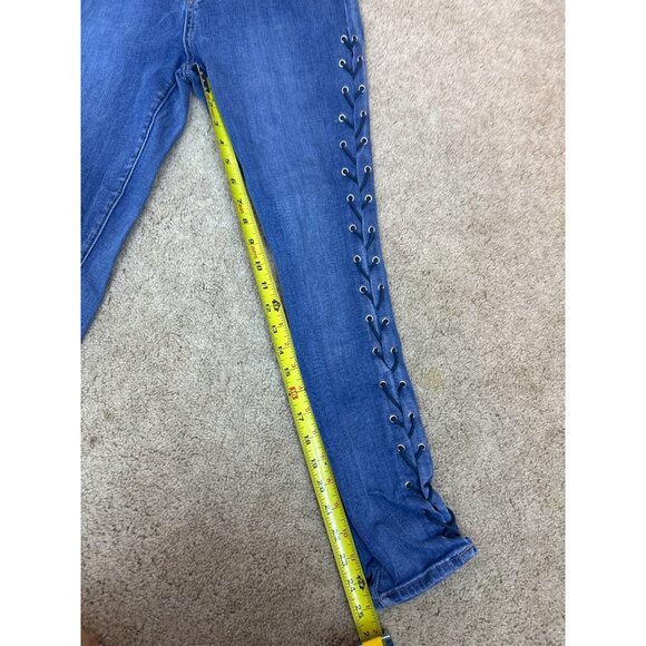Pacsun Women's Y2K Perfect Fit Ankle Jegging Jeans Blue Side Lace Up Denim 28 - Picture 10 of 12